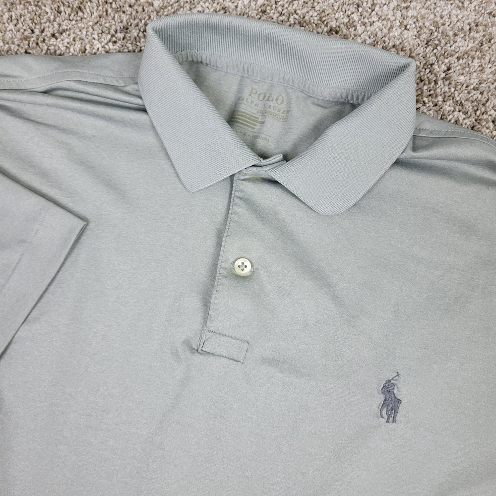 Polo Ralph Lauren Mens Large Solid Gray Performance Stretch Golf Polo SS